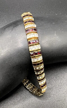 Designer DBJ Tennis Bracelet Sterling Silver Garnet CZ 925 Gold Vermeil 7"